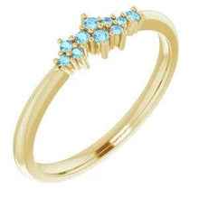 Load image into Gallery viewer, 14K Gold Aquamarine Cluster Stacking Ring - MiShelli