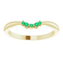 Load image into Gallery viewer, Emerald Contour Band, 14K Gold, Low Profile, Stackable, Non Traditional Wedding, Multi Stone Band, Yellow, White, Rose Gold - MiShelli