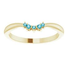 Load image into Gallery viewer, London Blue Topaz Contour Band, 14K Gold, Low Profile, Stackable, Non Traditional Wedding, Multi Stone Band, Yellow, White, Rose Gold - MiShelli