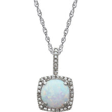 Load image into Gallery viewer, Opal Gemstone Diamond Pendant Sterling Silver Necklace - Ready to Ship - MiShelli