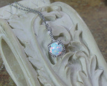 Load image into Gallery viewer, Opal Gemstone Diamond Pendant Sterling Silver Necklace - Ready to Ship - MiShelli