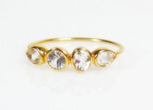 Load image into Gallery viewer, White Topaz 14K Gold Multi Stone Ring, Gemstone Band, Low Profile - MiShelli