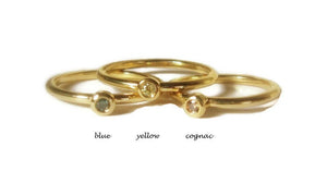 Tiny Colored Diamond 18K Gold Stacking Ring - MiShelli
