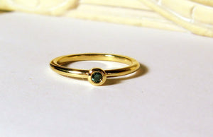 14K Gold Mini Blue Diamond Ring - MiShelli