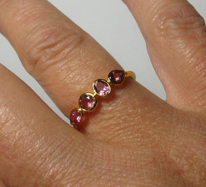 Tourmaline Ring 14k Gold, Multistone Gemstone Ring, Tourmaline Jewelry, White, Yellow, or Rose Gold - MiShelli
