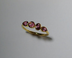 Tourmaline Ring 14k Gold, Multistone Gemstone Ring, Tourmaline Jewelry, White, Yellow, or Rose Gold - MiShelli