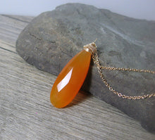 Load image into Gallery viewer, Orange Chalcedony Gemstone Solitaire Gold Layering Necklace - MiShelli
