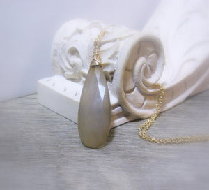 Layering Necklace, Grey Chalcedony Gold Filled - MiShelli