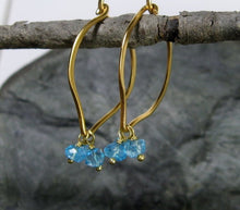 Load image into Gallery viewer, Blue Topaz Gold Hoop Earrings - MiShelli