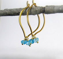 Load image into Gallery viewer, Blue Topaz Gold Hoop Earrings - MiShelli