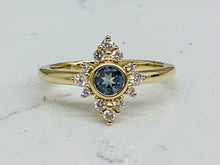 Load image into Gallery viewer, Gemstone Diamond Cluster Halo 14K Gold Ring - Personalize - MiShelli
