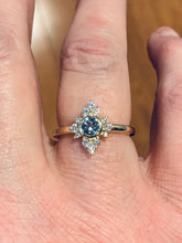 Load image into Gallery viewer, Gemstone Diamond Cluster Halo 14K Gold Ring - Personalize - MiShelli