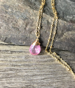 Pink Quartz Gold Necklace - MiShelli