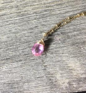 Pink Quartz Gold Necklace - MiShelli
