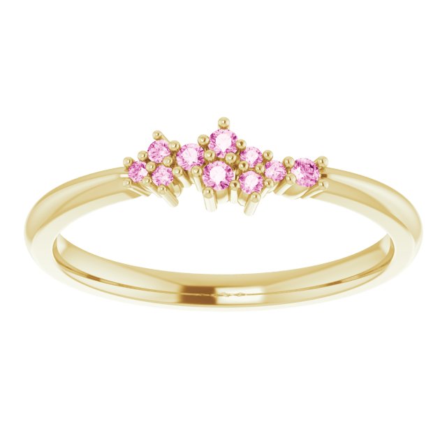 18K Gold Pink Sapphire Cluster Stacking Ring - MiShelli