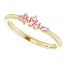 Load image into Gallery viewer, 18K Gold Pink Sapphire Cluster Stacking Ring - MiShelli