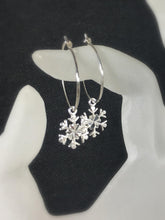 Load image into Gallery viewer, Silver Snowflake Hoop Ear Wires - MiShelli