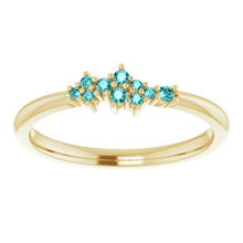 Load image into Gallery viewer, 18K Gold Teal Blue Diamond Cluster Stacking Ring - MiShelli