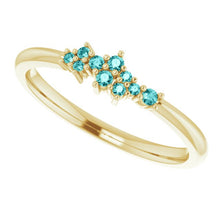 Load image into Gallery viewer, 18K Gold Teal Blue Diamond Cluster Stacking Ring - MiShelli